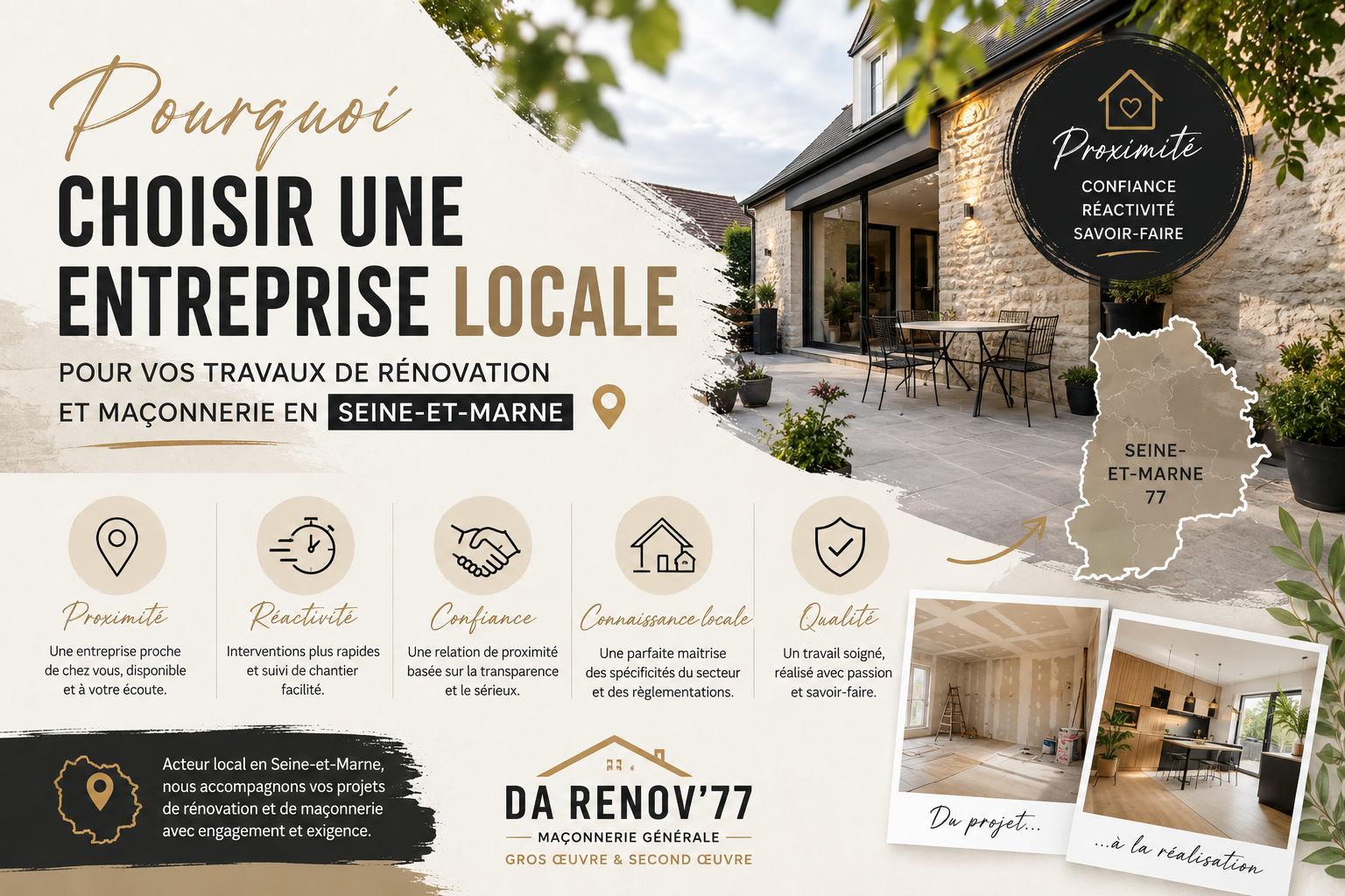 Pourquoi choisir une entreprise locale pour ses travaux de rénovation et maçonnerie en Seine-et-Marne ?